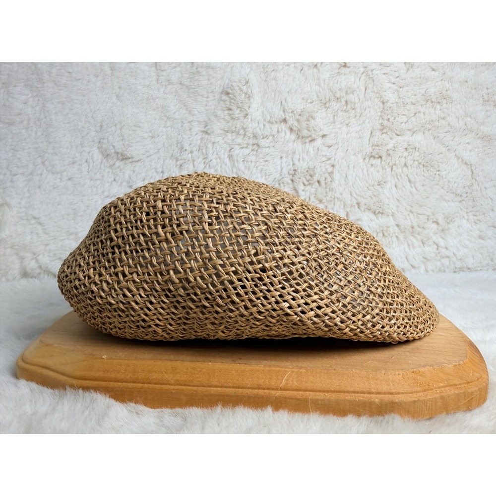 Natural Fiber Woven Straw Flat Cap Tan Ivy Driving Hat Medium